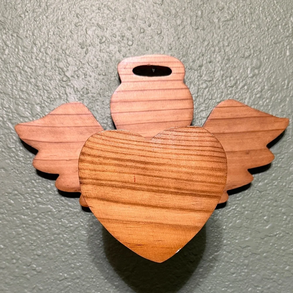 Wooden Heart Wings Wall Decor 90s Angel Fairy Rustic